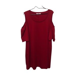 40. NWOT Signature Collection Red Cold Shoulder Shift Dress (Size:18/20)